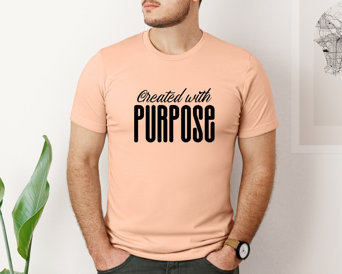 brand:Bella Canvas|color:Heather Peach|Created With Purpose Sleeve Design Graphic T-Shirt