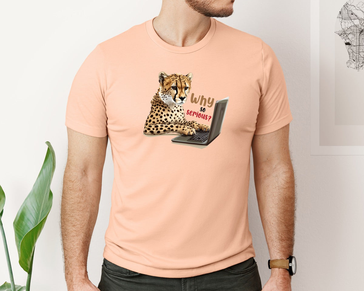 brand:Bella Canvas|color:Heather Peach|Tiger Typing On A Laptop T Shirt Print Graphic T-Shirt