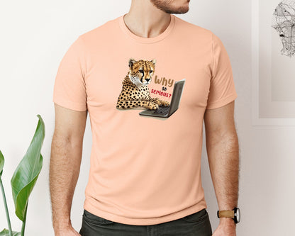 brand:Bella Canvas|color:Heather Peach|Tiger Typing On A Laptop T Shirt Print Graphic T-Shirt