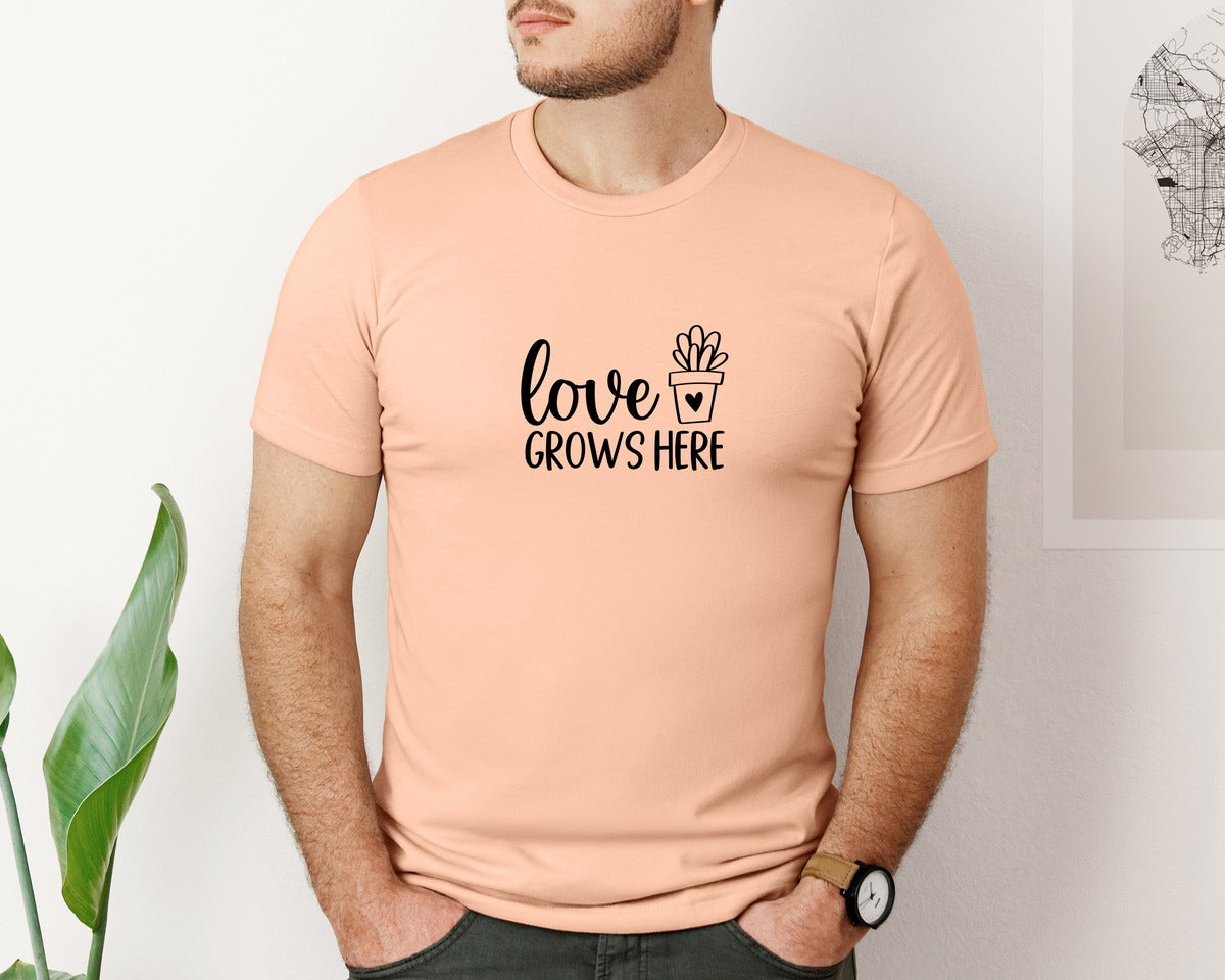 brand:Bella Canvas|color:Heather Peach|Love Grows Here 133 Graphic T-Shirt