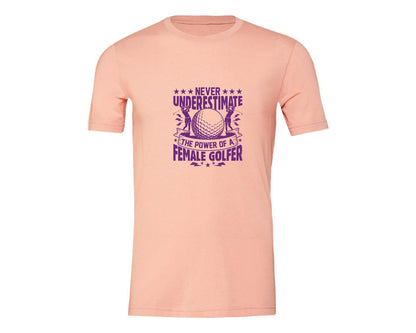 brand:Generic|color:Heather Peach|Female Golfer Golf Club T Shirt Design Graphic T-Shirt