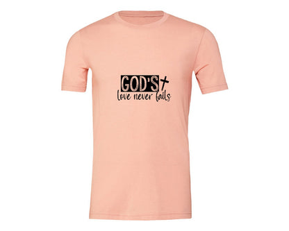 brand:Generic|color:Heather Peach|Gods Love Never Fails Sleeve Design 2 Graphic T-Shirt