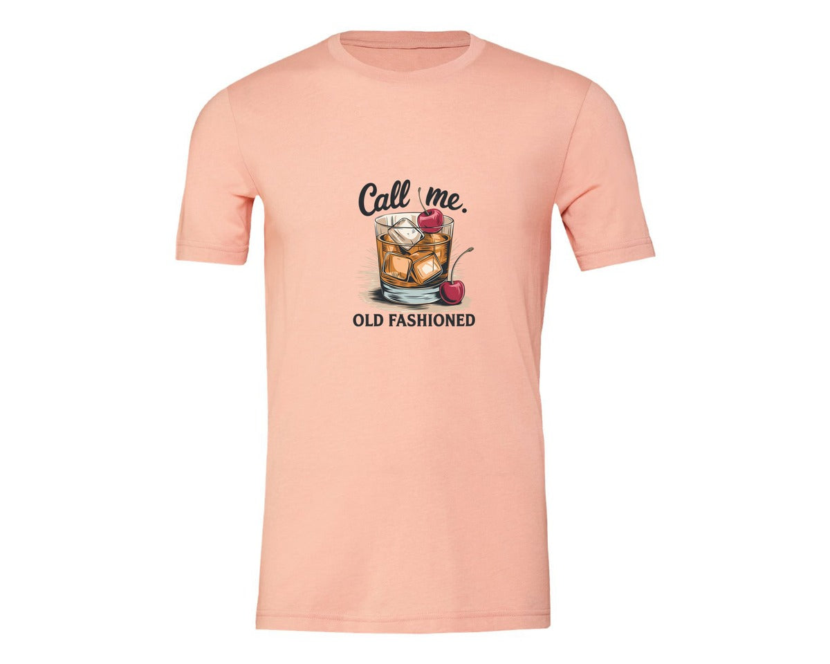 brand:Generic|color:Heather Peach|Call Me Old Fashioned Retro Whiskey 2 Graphic T-Shirt