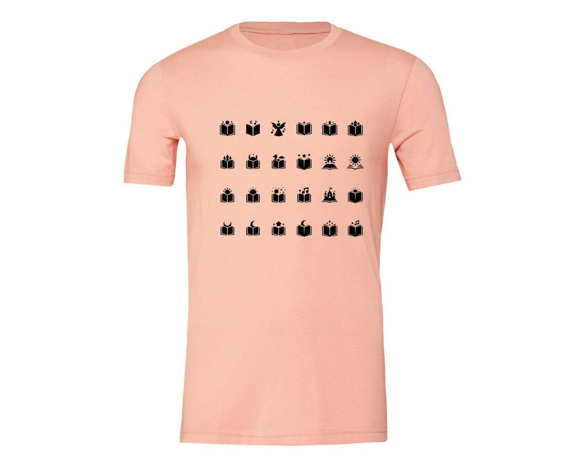 brand:Generic|color:Heather Peach|Open Book With Fantasy Graphic T-Shirt