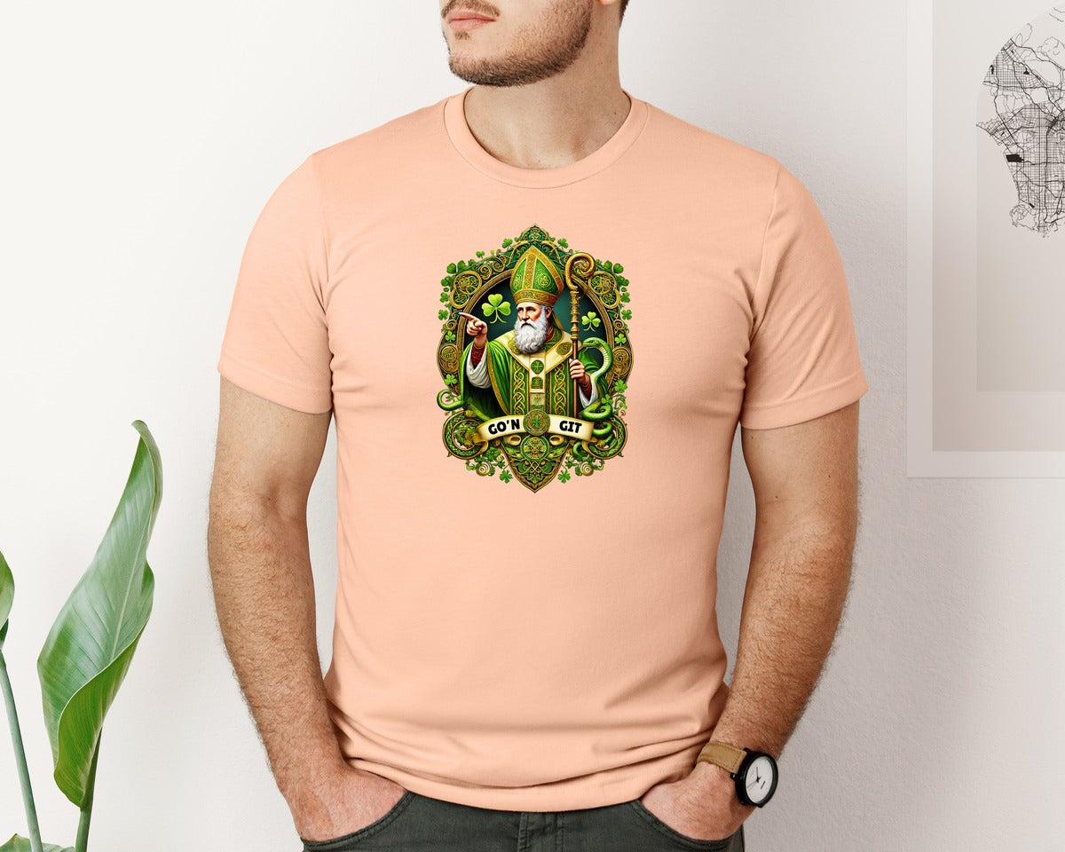 brand:Bella Canvas|color:Heather Peach|St Patricks Day Saint Patrick Graphic T-Shirt