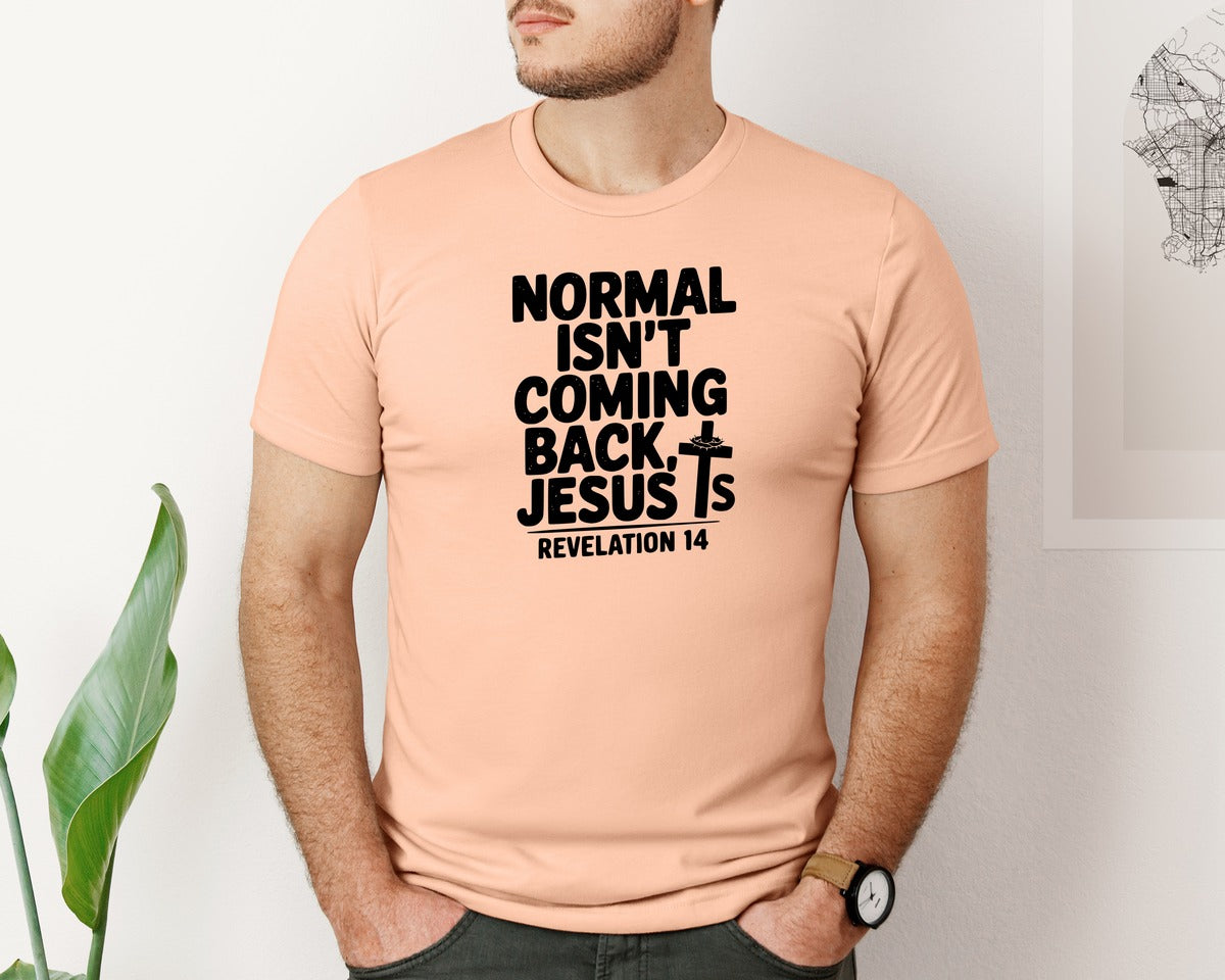brand:Bella Canvas|color:Heather Peach|Normal Isnt Coming Back But Jesus Is Sv Graphic T-Shirt