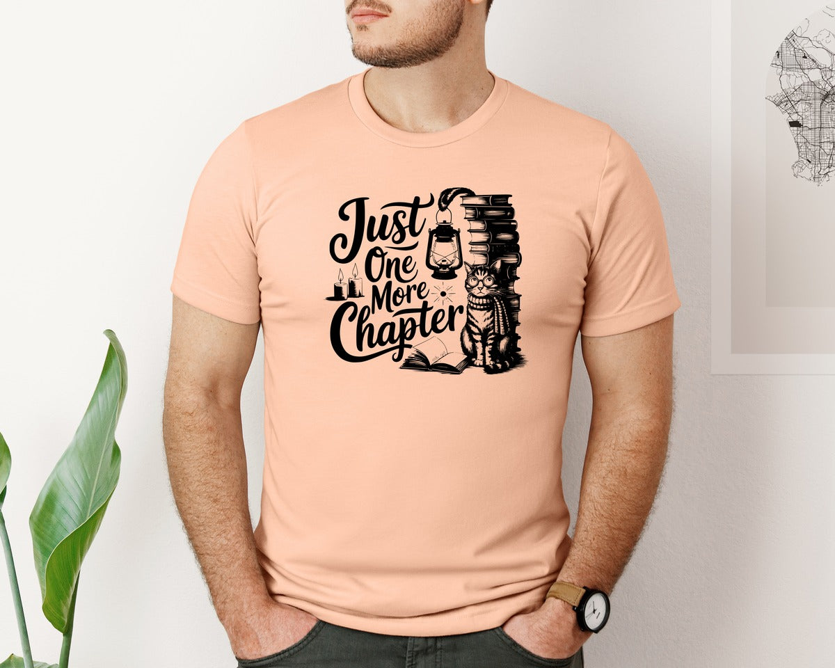 brand:Bella Canvas|color:Heather Peach|Just One More Chapter T Shirt Design Graphic T-Shirt