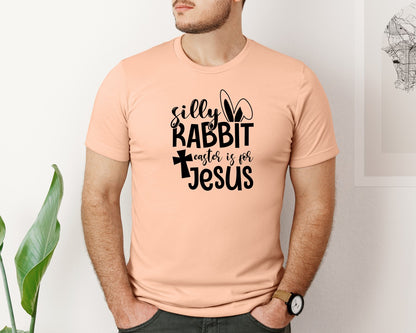 brand:Bella Canvas|color:Heather Peach|Silly Rabbit Easter Is For Jesus Ea Graphic T-Shirt