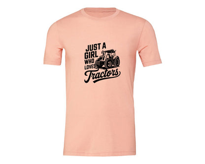 brand:Generic|color:Heather Peach|Just A Girl Who Loves Tractors T Shi Graphic T-Shirt