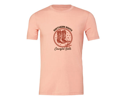 brand:Generic|color:Heather Peach|Southern Roots Cowgirl Boots Cowgir Graphic T-Shirt