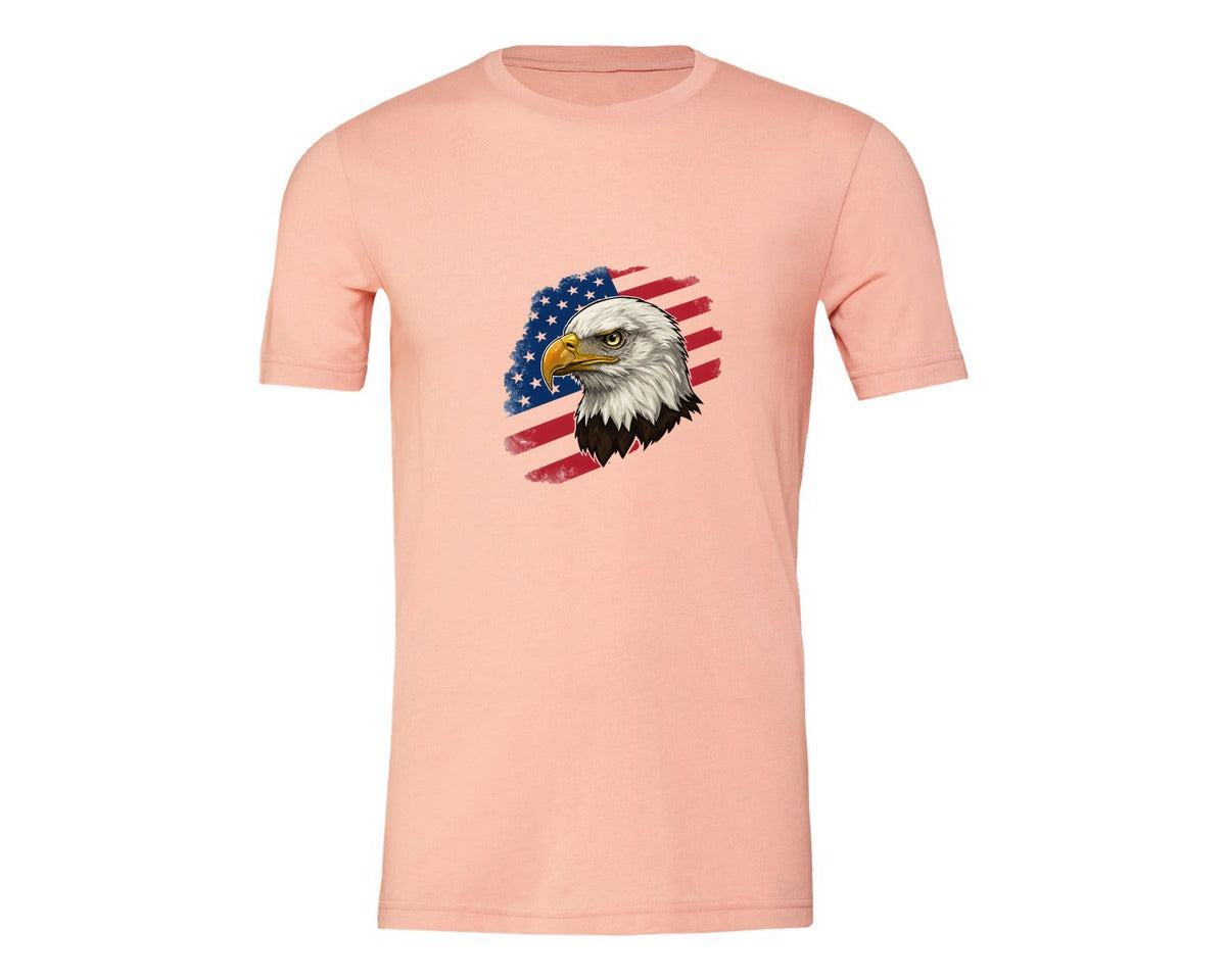 brand:Generic|color:Heather Peach|American Eagle With Flag Patriotic Graphic T-Shirt