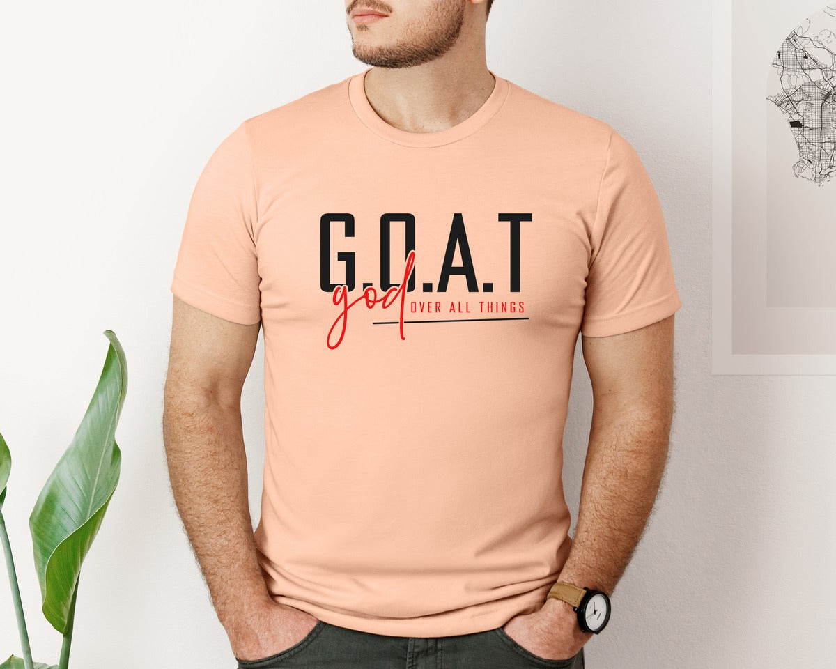 brand:Bella Canvas|color:Heather Peach|God Over All Things Shirt Design Graphic T-Shirt