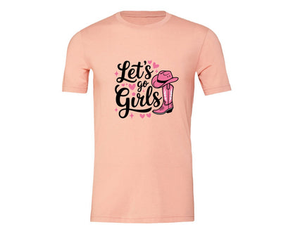 brand:Generic|color:Heather Peach|Lets Go Girls Western Cowgirl Graphic T-Shirt