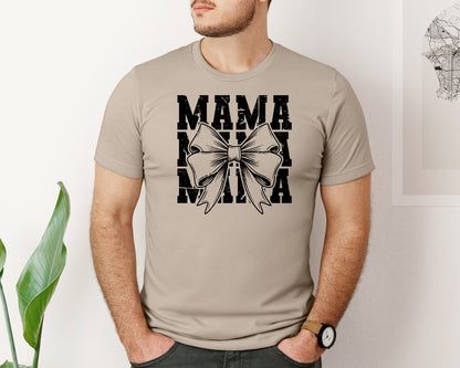 brand:Bella Canvas|color:Heather Tan|Mama Mom Mama Coquette Graphic T-Shirt