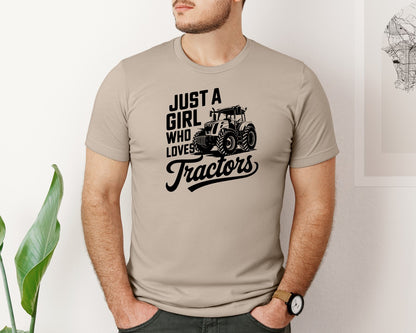 brand:Bella Canvas|color:Heather Tan|Just A Girl Who Loves Tractors T Shi Graphic T-Shirt