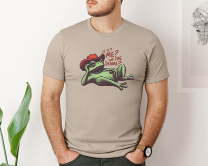 brand:Bella Canvas|color:Heather Tan|Drama Frog Funny Cowboy Aesthetic Graphic T-Shirt