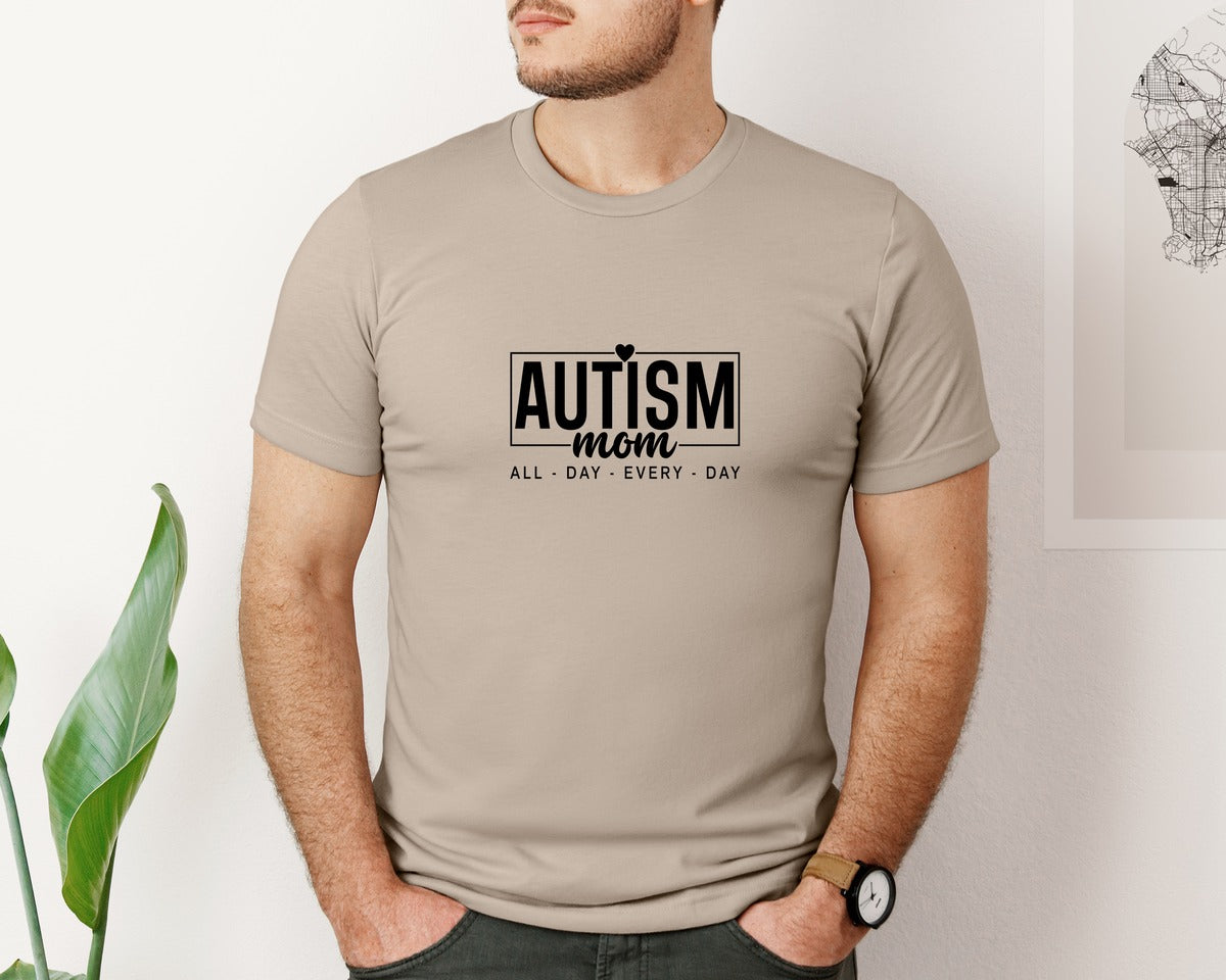 brand:Bella Canvas|color:Heather Tan|Autism Advocacy Autism Mom Love Graphic T-Shirt