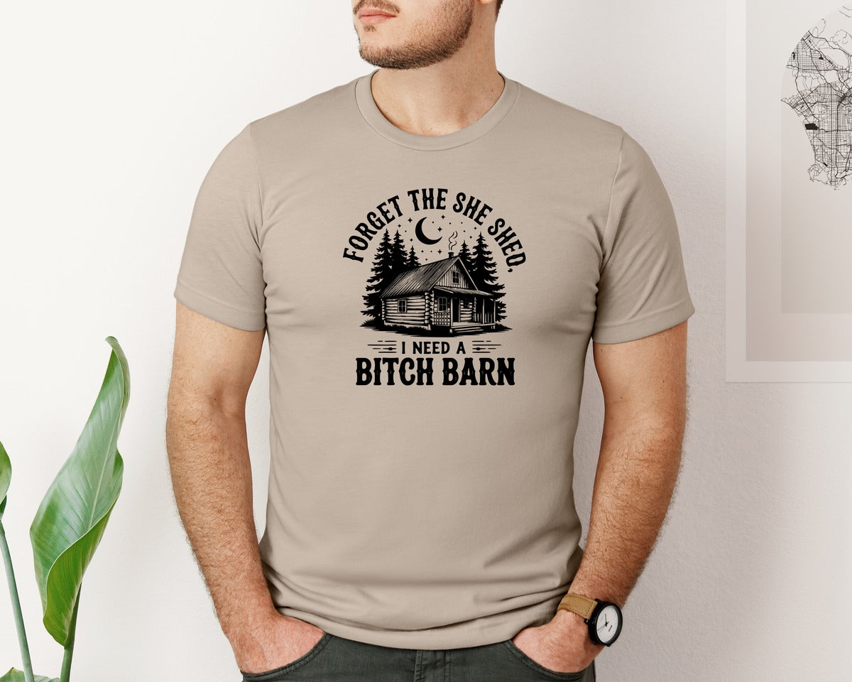brand:Bella Canvas|color:Heather Tan|Farm Home Svgforget The She Shed Tshirt Graphic T-Shirt