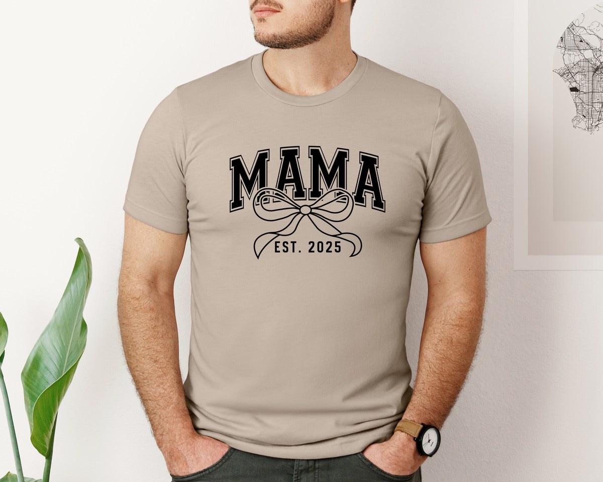 brand:Bella Canvas|color:Heather Tan|Mama Bow Varsity Graphic T-Shirt