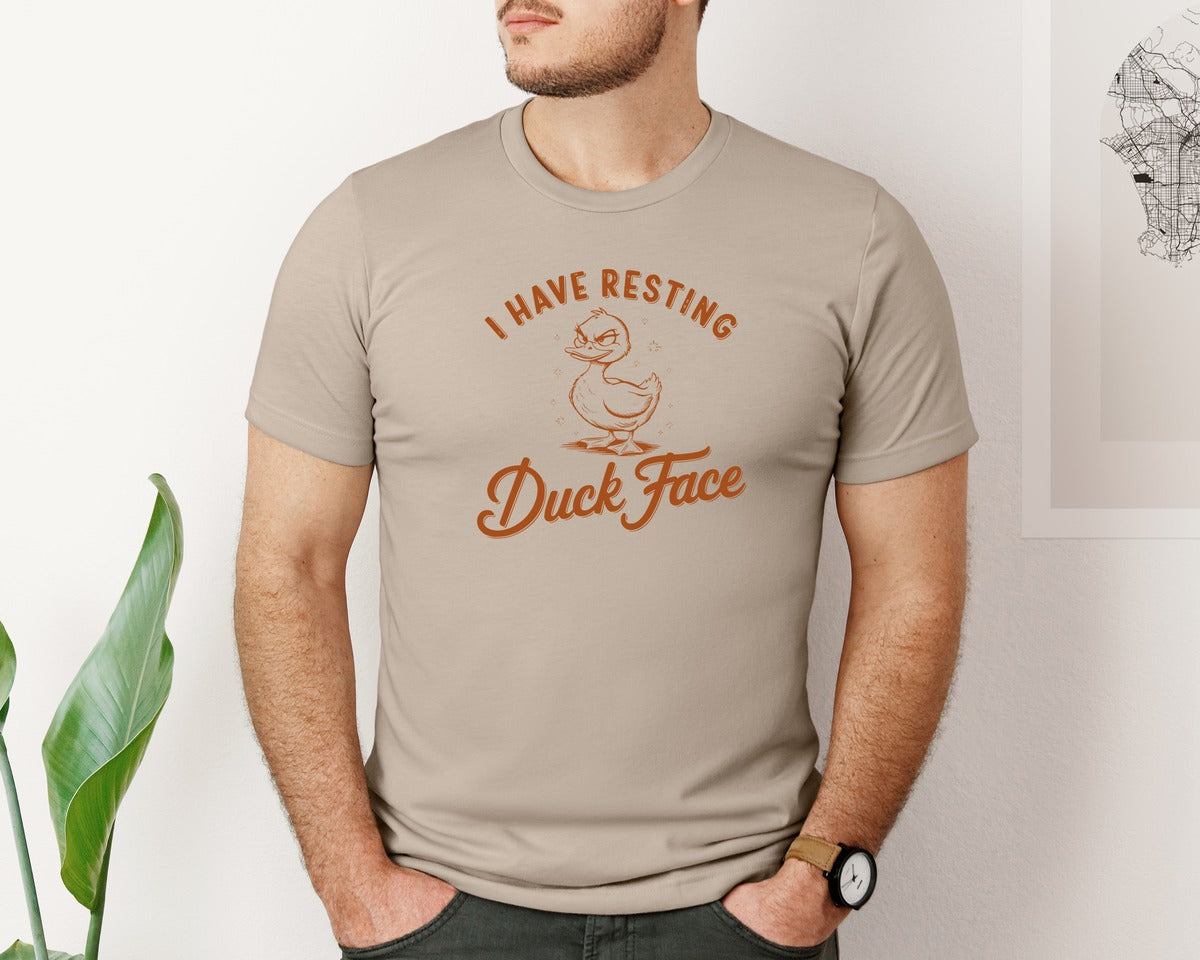 brand:Bella Canvas|color:Heather Tan|I Have Resting Duck Face Design Graphic T-Shirt
