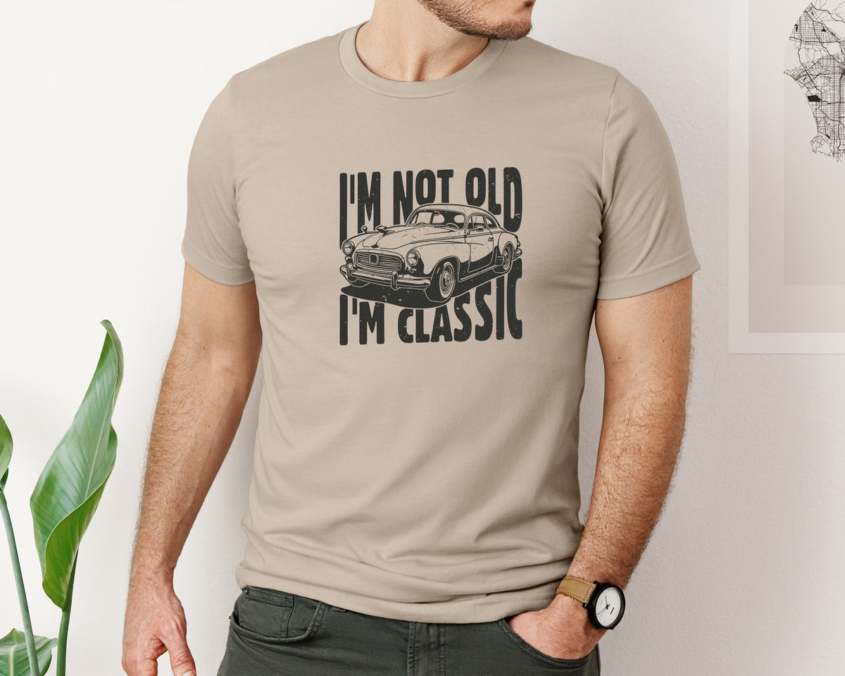 brand:Bella Canvas|color:Heather Tan|Im Not Old Im Classic Vintage Car 3 Graphic T-Shirt