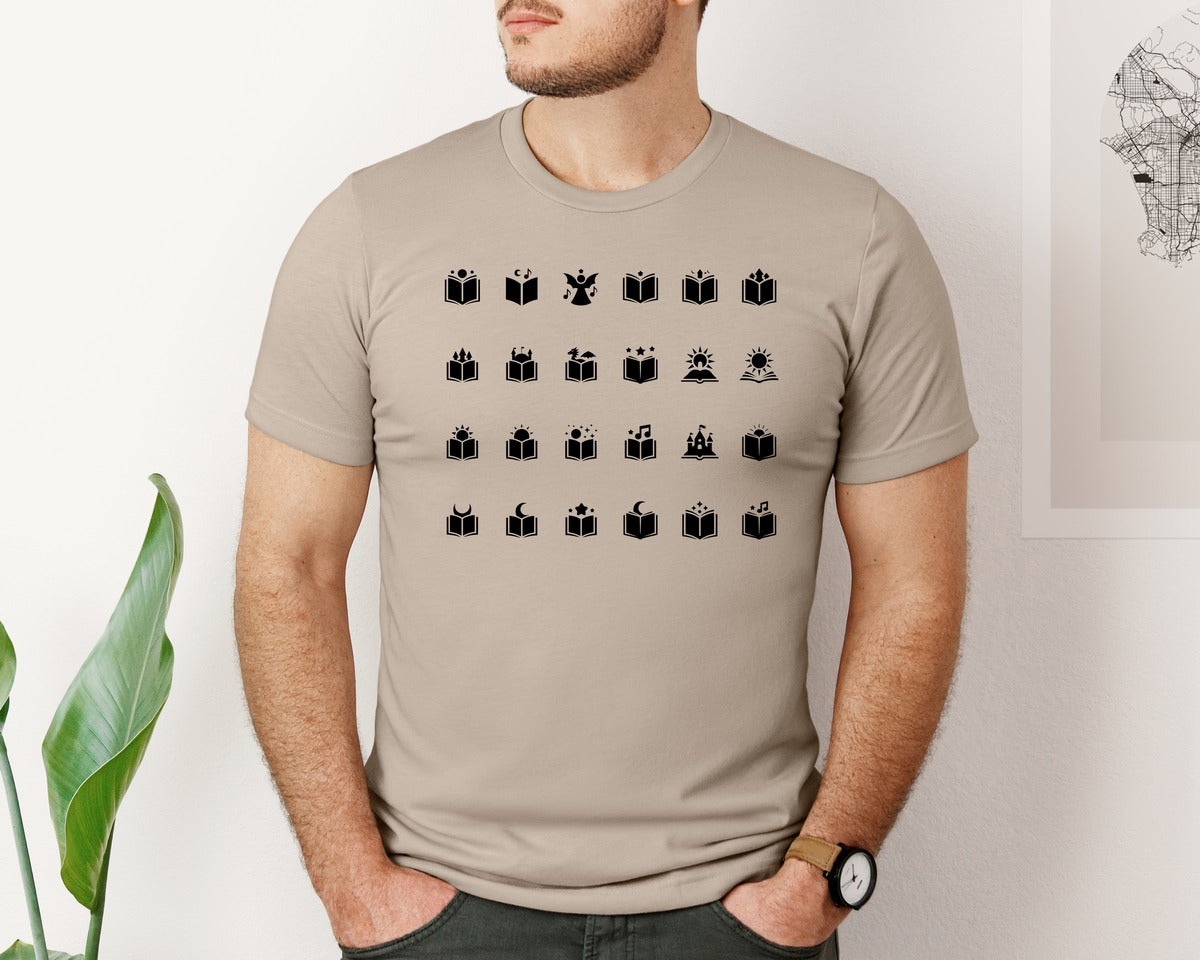 brand:Bella Canvas|color:Heather Tan|Open Book With Fantasy Graphic T-Shirt