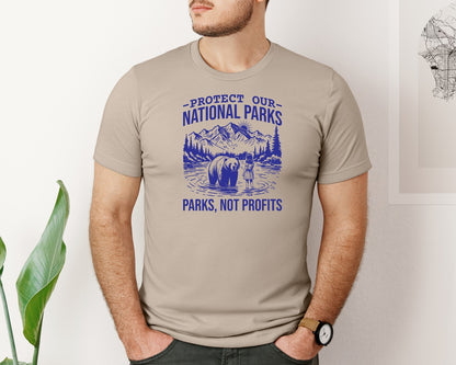 brand:Bella Canvas|color:Heather Tan|Protect Our National Parks Shirt Save Graphic T-Shirt