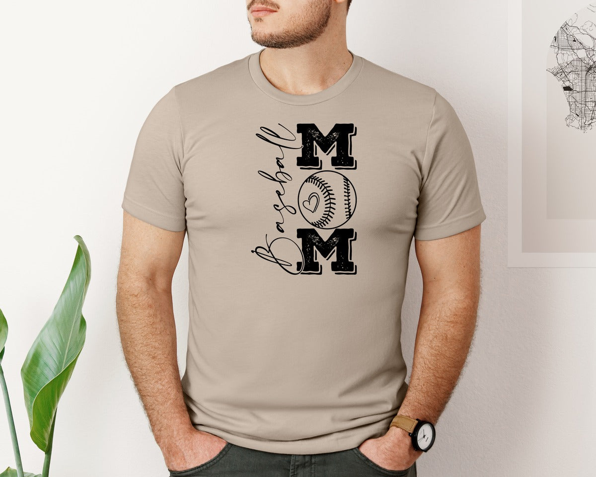 brand:Bella Canvas|color:Heather Tan|Baseball Mama 16 Graphic T-Shirt
