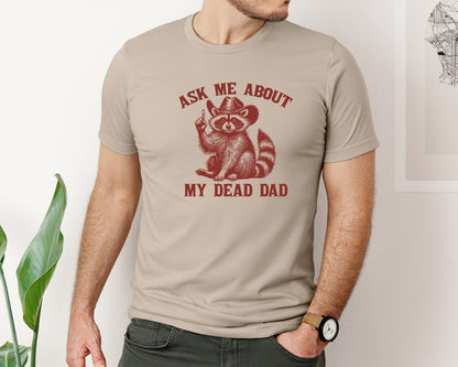 brand:Bella Canvas|color:Heather Tan|Dead Dad Club Unhinged Meme Raccoon Graphic T-Shirt