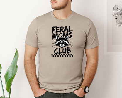 brand:Bella Canvas|color:Heather Tan|Feral Moms Club Mom Life Raccoon Graphic T-Shirt