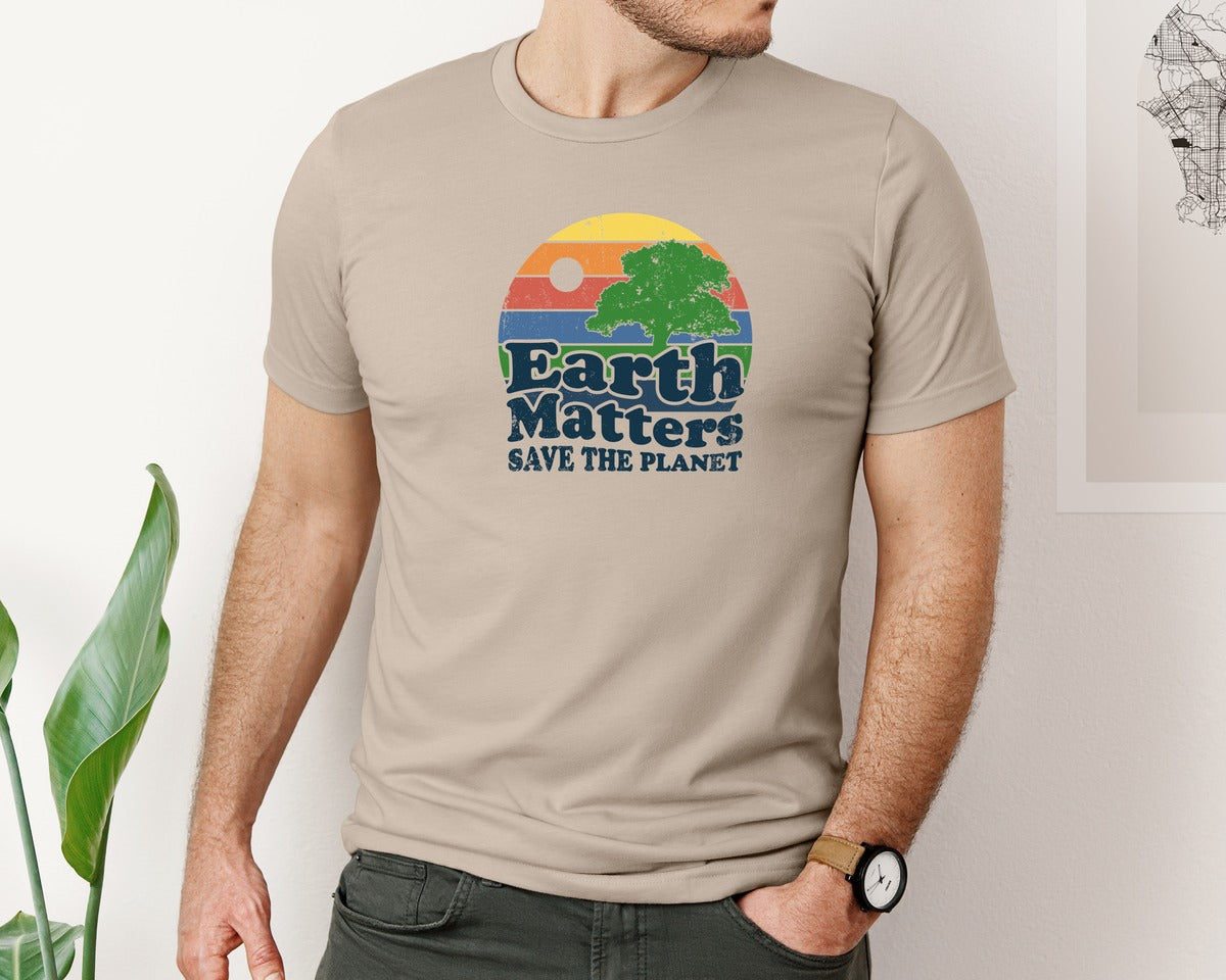 brand:Bella Canvas|color:Heather Tan|Earth Matters Save The Planet T Shirt Graphic T-Shirt