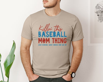 brand:Bella Canvas|color:Heather Tan|Funny Baseball Mom Thing Graphic T-Shirt