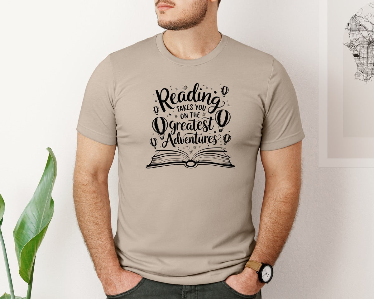 brand:Bella Canvas|color:Heather Tan|Reading Takes You On The Greatest Advent 4 Graphic T-Shirt