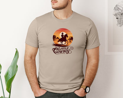 brand:Bella Canvas|color:Heather Tan|Little Cowboy Western Horse Riding 3 Graphic T-Shirt