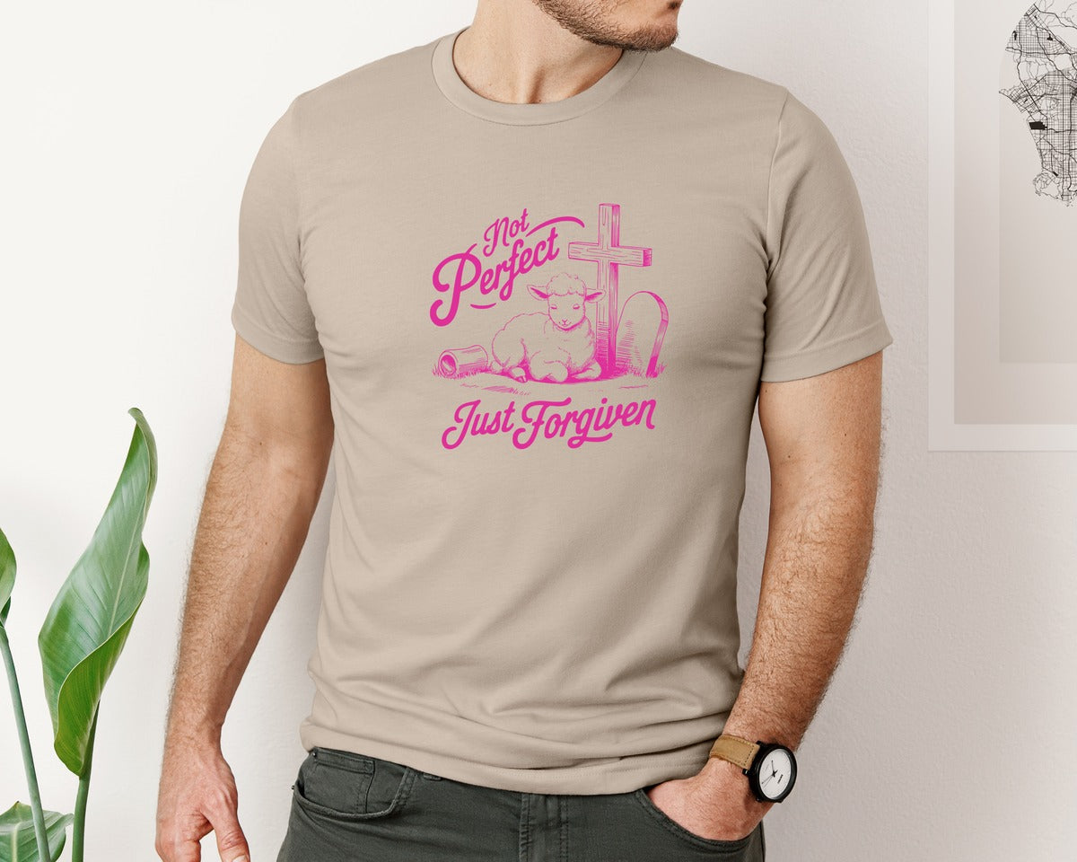 brand:Bella Canvas|color:Heather Tan|Not Perfect Just Forgiven Design 18 Graphic T-Shirt