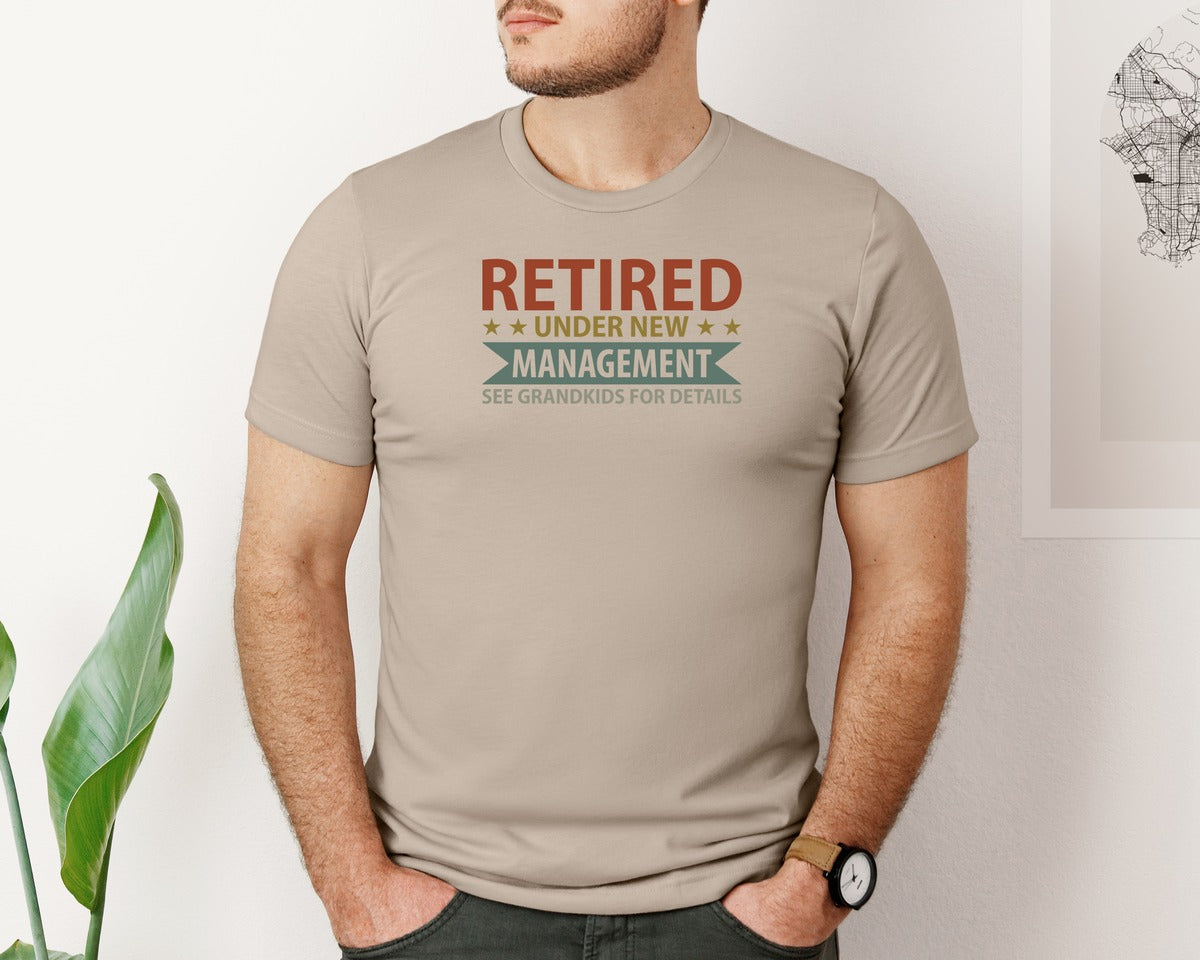 brand:Bella Canvas|color:Heather Tan|Mens Fathers Day Retired Grandpa Shirts Graphic T-Shirt