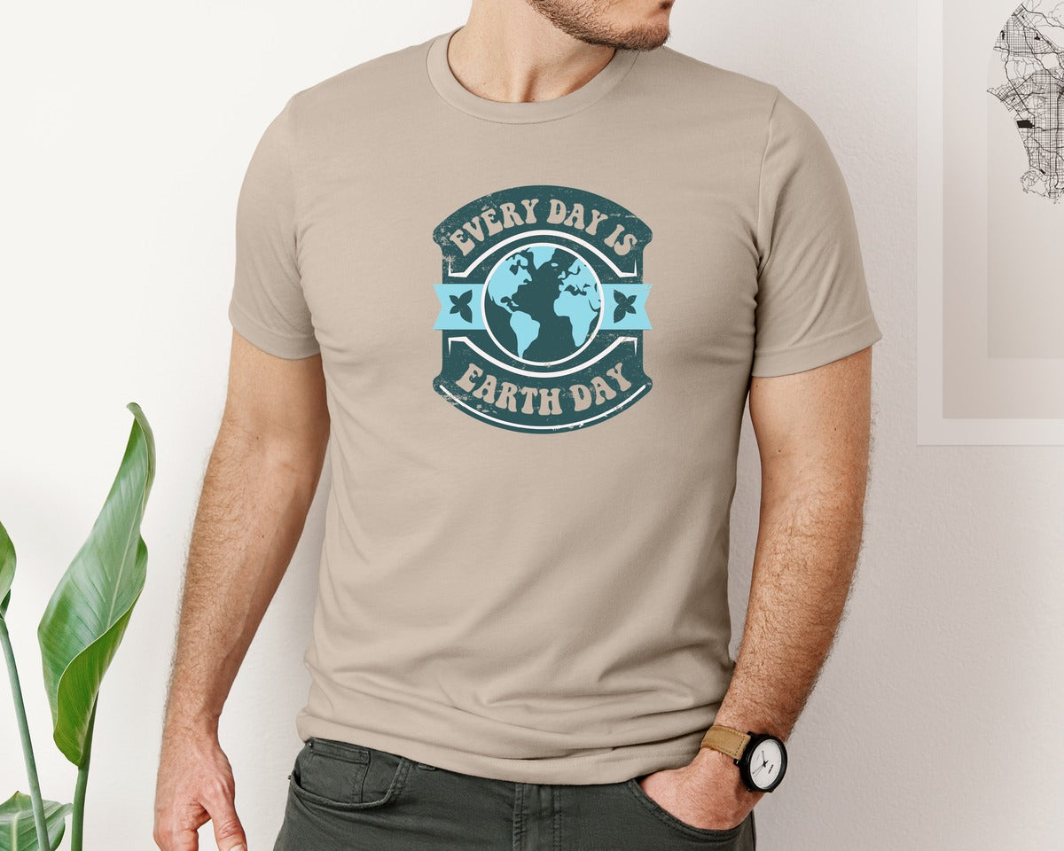 brand:Bella Canvas|color:Heather Tan|Everyday Is Earth Day Graphic T-Shirt