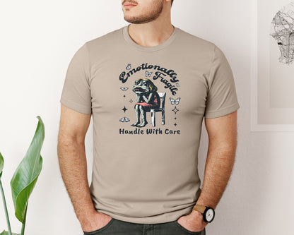 brand:Bella Canvas|color:Heather Tan|Frog Woman With Tears Emotionally Shirt Graphic T-Shirt