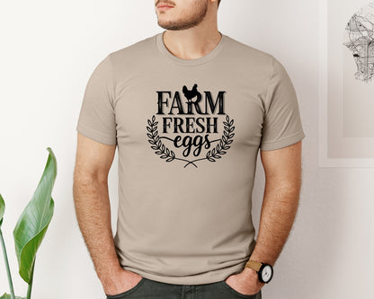 brand:Bella Canvas|color:Heather Tan|Farm Fresh Eggs T Shirt Design Silhouet Graphic T-Shirt