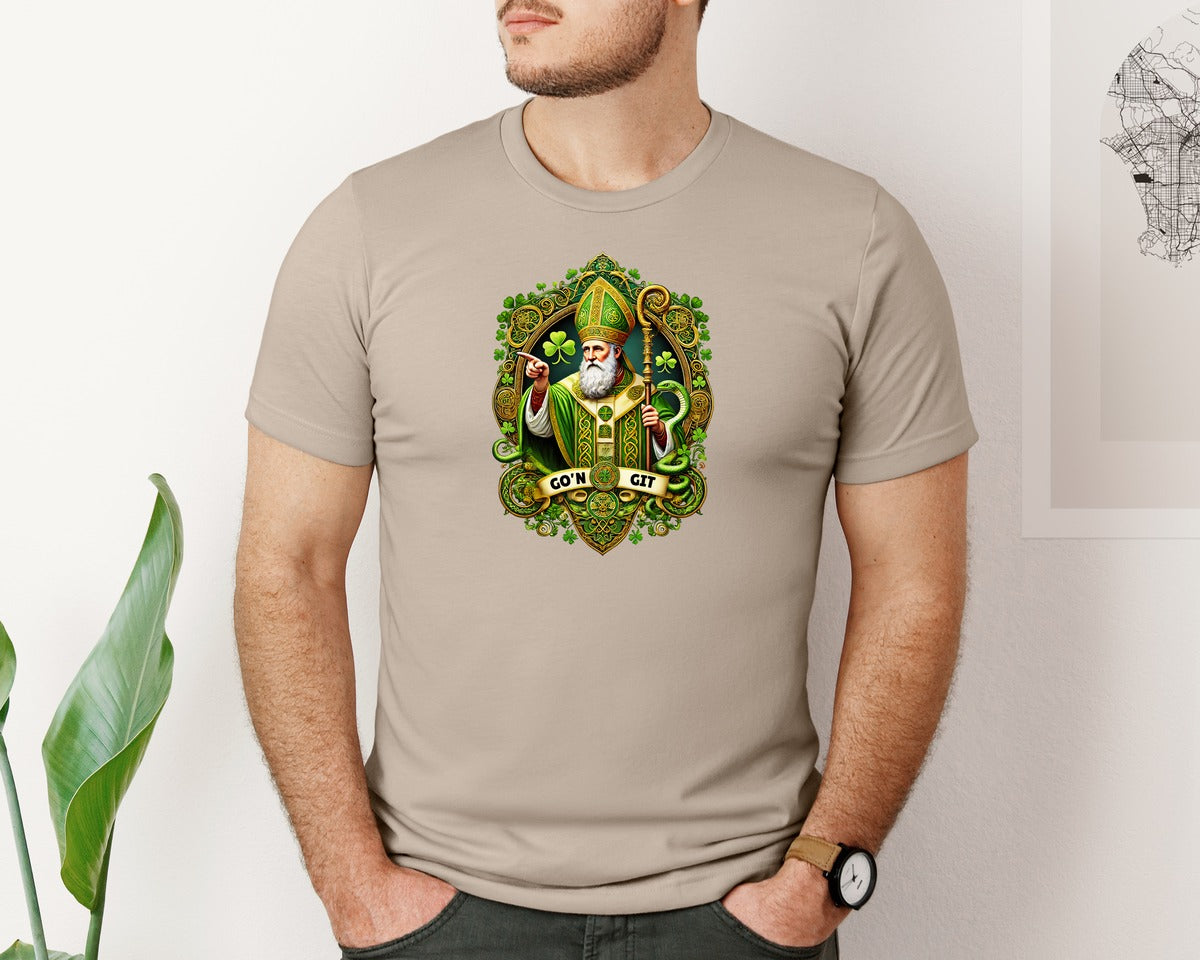 brand:Bella Canvas|color:Heather Tan|St Patricks Day Saint Patrick Graphic T-Shirt