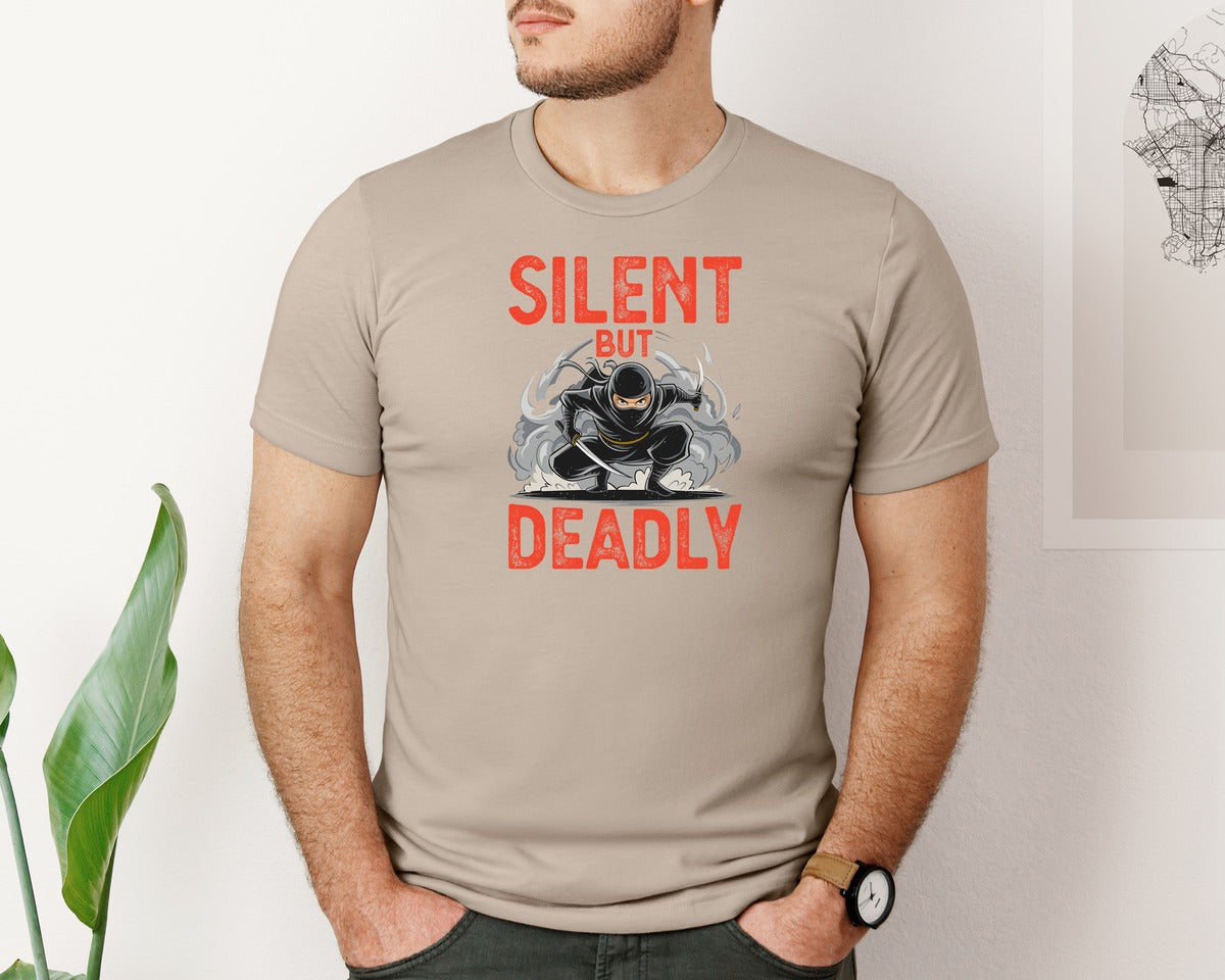 brand:Bella Canvas|color:Heather Tan|Silent But Deadly T Shirt Graphic T-Shirt