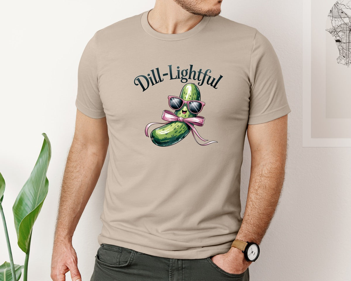 brand:Bella Canvas|color:Heather Tan|Dill Lightful Funny Pickle 2 Graphic T-Shirt