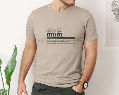 brand:Bella Canvas|color:Heather Tan|Mother Mum Funny Definition Graphic T-Shirt