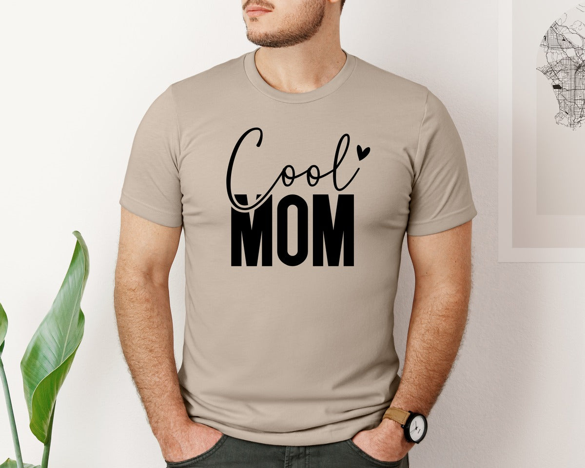 brand:Bella Canvas|color:Heather Tan|Cool Mom Funny Mom Mama Graphic T-Shirt