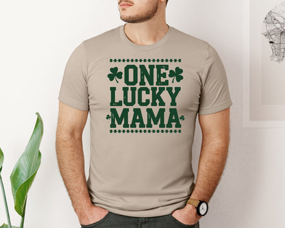 brand:Bella Canvas|color:Heather Tan|One Lucky Mama Design 40 Graphic T-Shirt