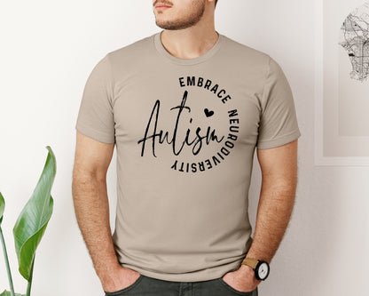 brand:Bella Canvas|color:Heather Tan|Embrace Neurodiversity Autism Graphic T-Shirt
