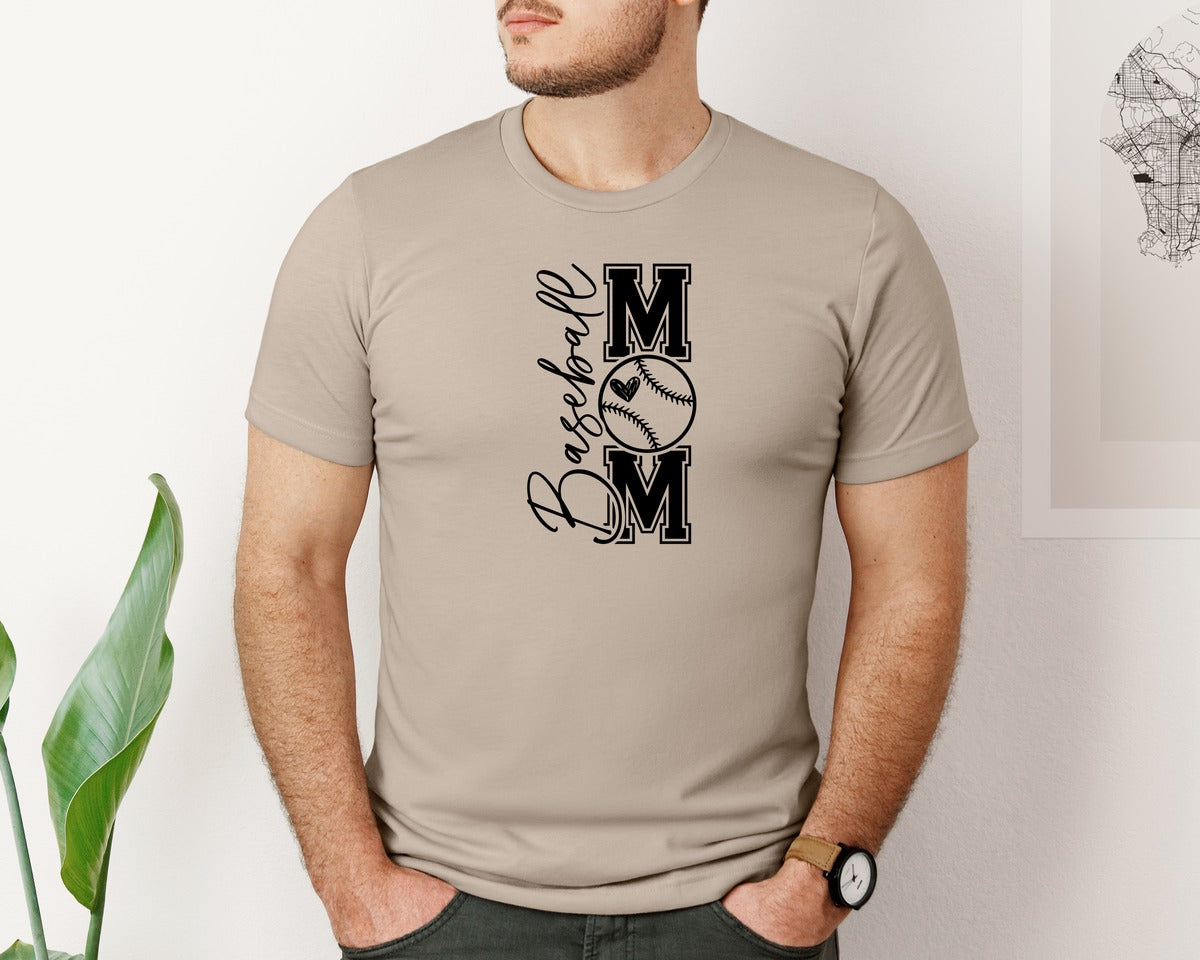 brand:Bella Canvas|color:Heather Tan|Baseball Mom Baseball Mom 2 Graphic T-Shirt