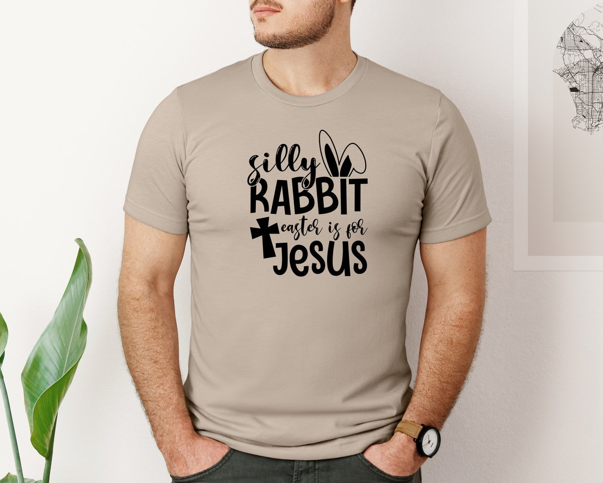 brand:Bella Canvas|color:Heather Tan|Silly Rabbit Easter Is For Jesus Ea Graphic T-Shirt