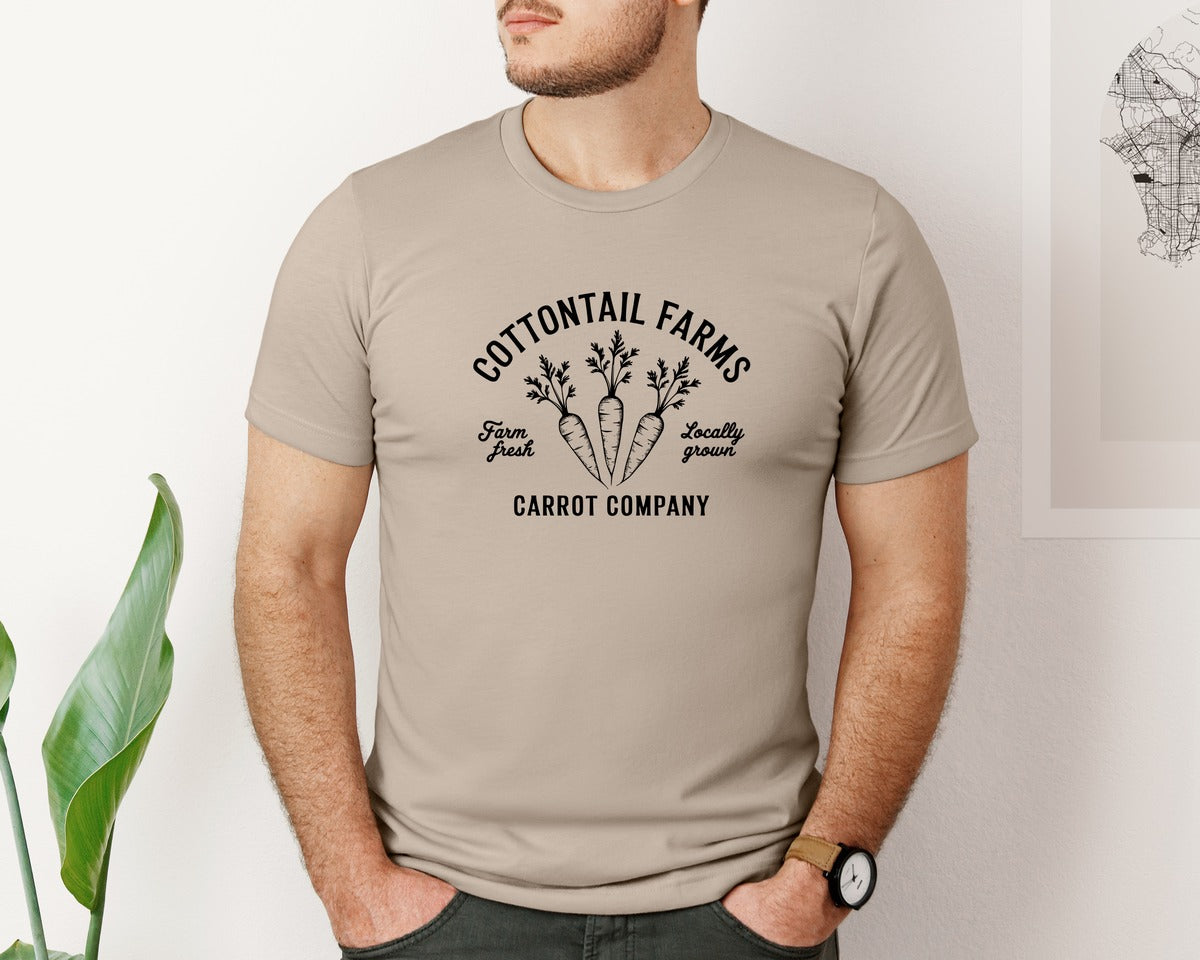 brand:Bella Canvas|color:Heather Tan|Cottontail Farms Carrot Company Graphic T-Shirt