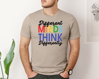 brand:Bella Canvas|color:Heather Tan|Different Minds Autism T Shirt Graphic T-Shirt